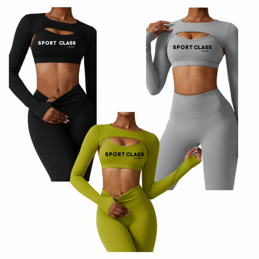 3PC Sports Camisole Long Sleeved Smock yoga set